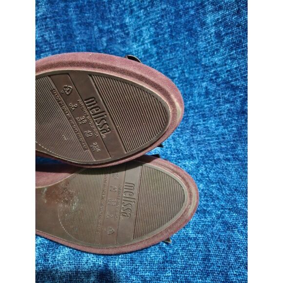 Melissa Velvet Purple Bow Rubber Flats US 9 EU 40 - Picture 7 of 8